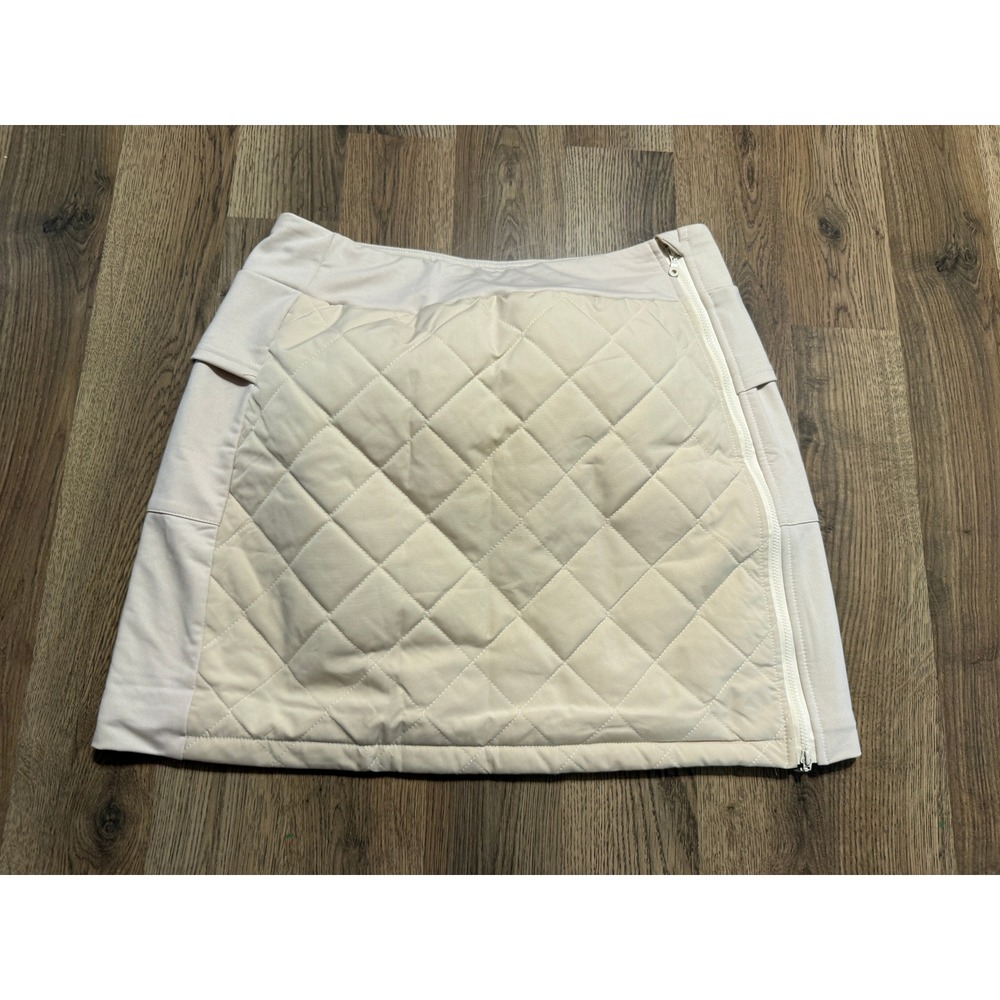 Jack Smith Skirt Women Size L Tan Mini Skort Side Zip Pockets Quilted Golf